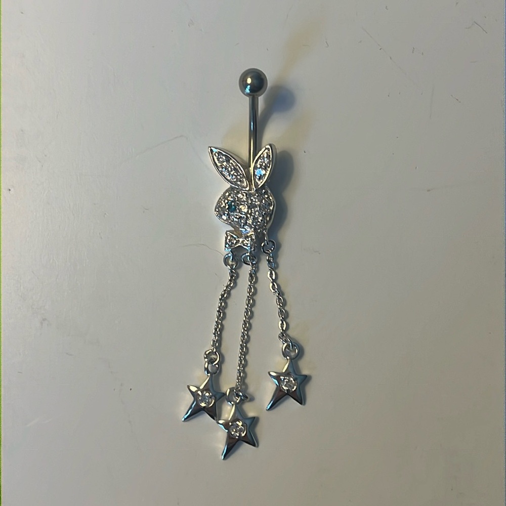 Y2k belly ring playboy bunny with stars